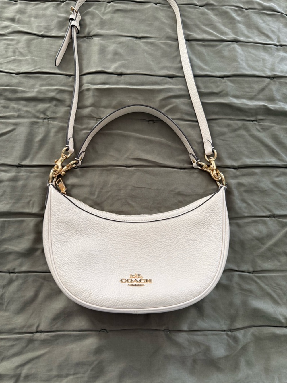 Coach Pebbled Leather Aria Shoulder Bag / Chalk - Picture 2 of 12